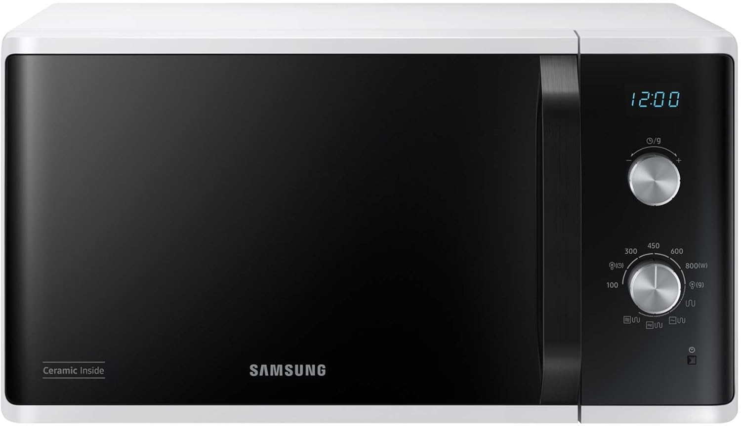 Samsung MG23K3614AW/EG Microwave with Grill / 23 Liter Cooking Space / 800 W / Large Grill Element for Even Browning / Scratch-Resistant Ceramic Enamel Interior White