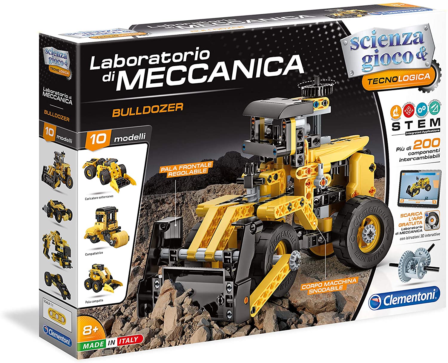 Clementoni 19139 Laboratory Mechanica Buldozer, Multi-Colour,