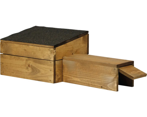 Hedgehog house dobar hedgehog cave with black bitumen roof and rat flap, approx. 74 x 29 x 24 cm