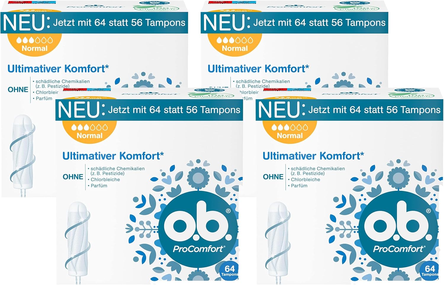 whether. ProComfort Normal Tampon for Medium to Stronger Days, Ultimate Comfort* and Reliable Protection, Pack of 64, Packaging May Vary (Pack of 4)