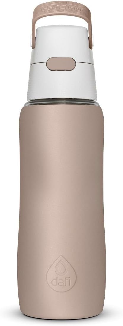 DAFI Store DAFI Water Bottle with Filter Solid 0.7 L Beige - Water Bottle with Water Filter, BPA-Free, Sports Bottle with Filtered Water for Travel, Filter Bottle Outdoor + Activated Carbon Filter Straw