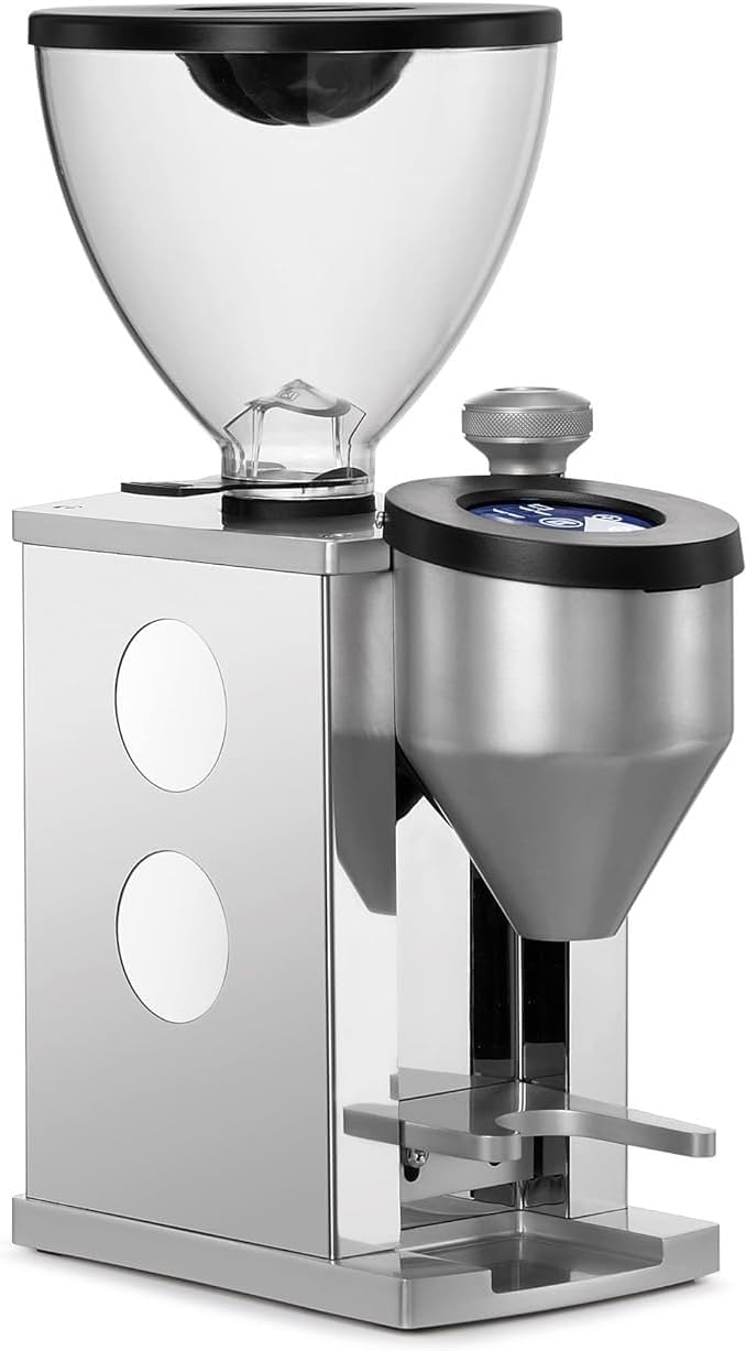 Rocket Dog Rocket Faustino Coffee Grinder Chrome/White Compact Coffee Grinder With Elegant But Simple Design and High Quality