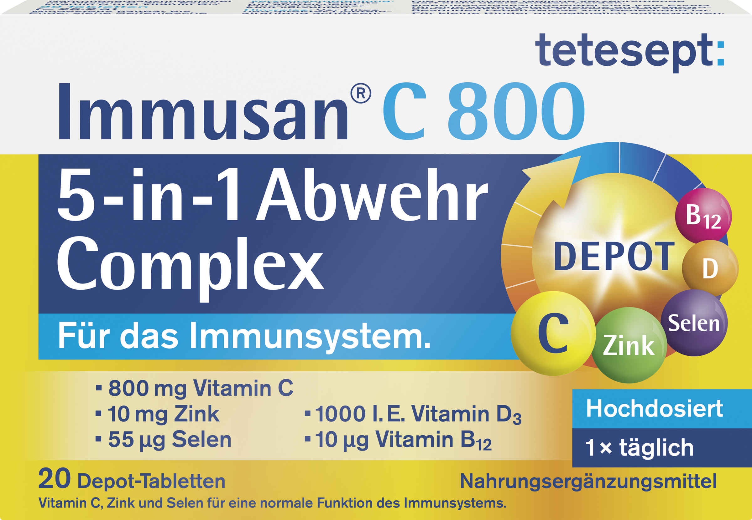tetesept Immusan C 800 5-in-1 defense complex, 20 tablets