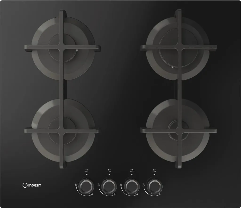 Indesit ING 61T/BK 1 Black Integrated 60 cm Gas Hob 4 Zone(s)