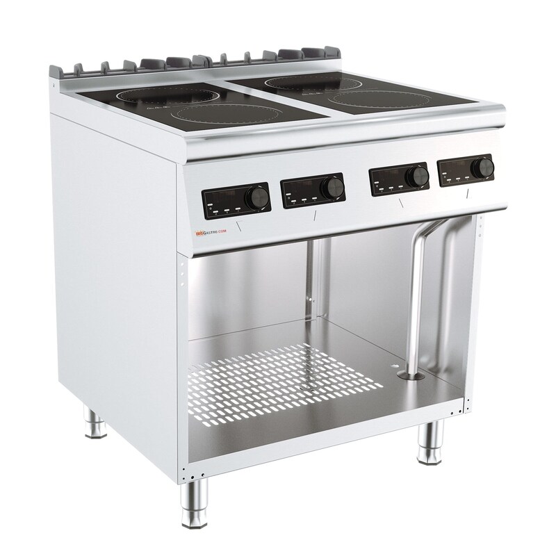 Induction electric hob - 4 burners + base unit included - 14 kW
