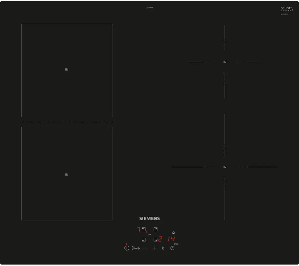 Bosch Siemens EE611BPB5E 60cm induction hob with 4 burners, 4600W, black