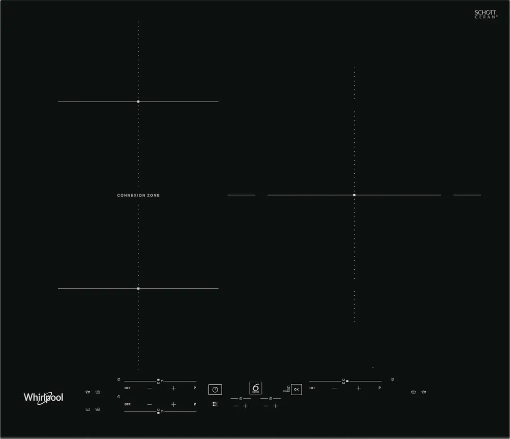 Whirlpool WBB3760BF 60cm 3-burner induction hob, black