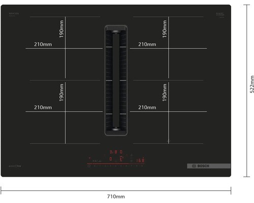 Induction hob with extractor Bosch 71 x 52.2 cm 2 induction cooking zones PVQ711H26E