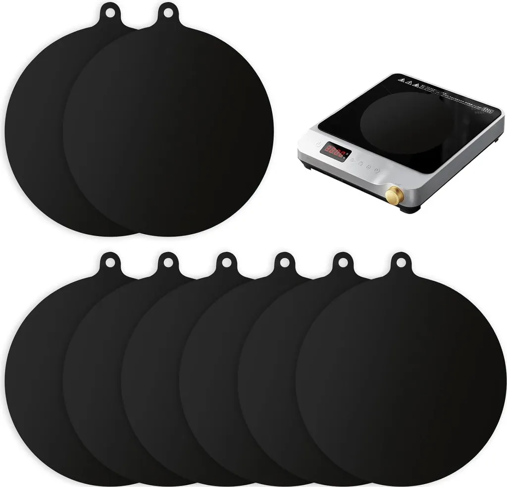 Markenlos Induction mat - 8 pieces - silicone induction cooktop - protective mat - non-slip - scratch-resistant - round - 22 cm - induction protection mat - kitchen supplies - baking accessories