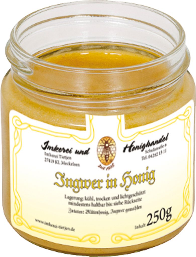 Tietjen Beekeeping Ginger in Honey 250g | Honey creation with ground ginger | creamy