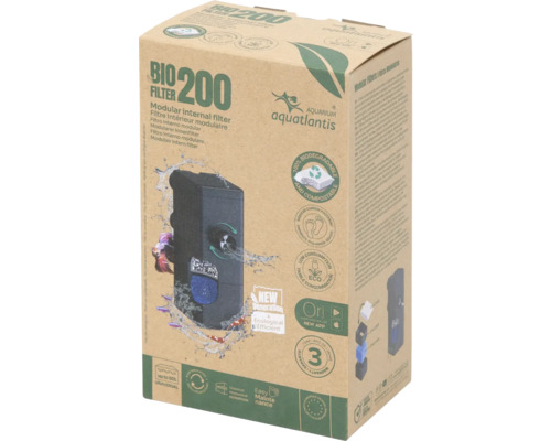 Internal filter Aquatlantis Bio-Filter 200 including filter material 3.8 W approx. 4.1 x 5.1 x 10 cm approx. 270l/h for aquariums up to approx. 50 L