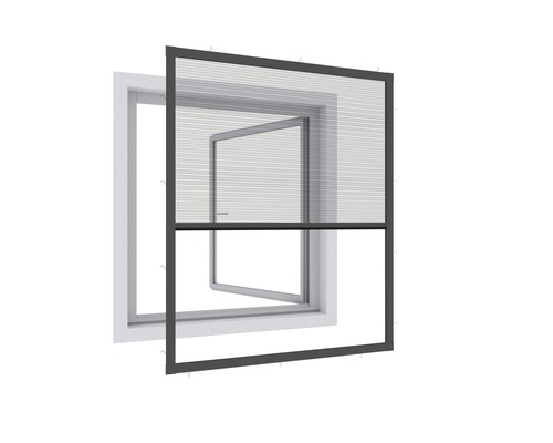 Insect protection Windhager EXPERT pleated window without drilling anthracite 100x120 cm