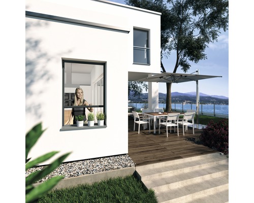 Insect protection Windhager PLUS roller blind window without drilling anthracite 100x160 cm