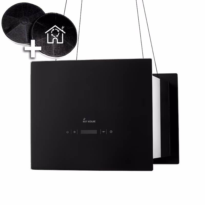 Island extractor hood 40cm stainless steel black glass SensorTouch control