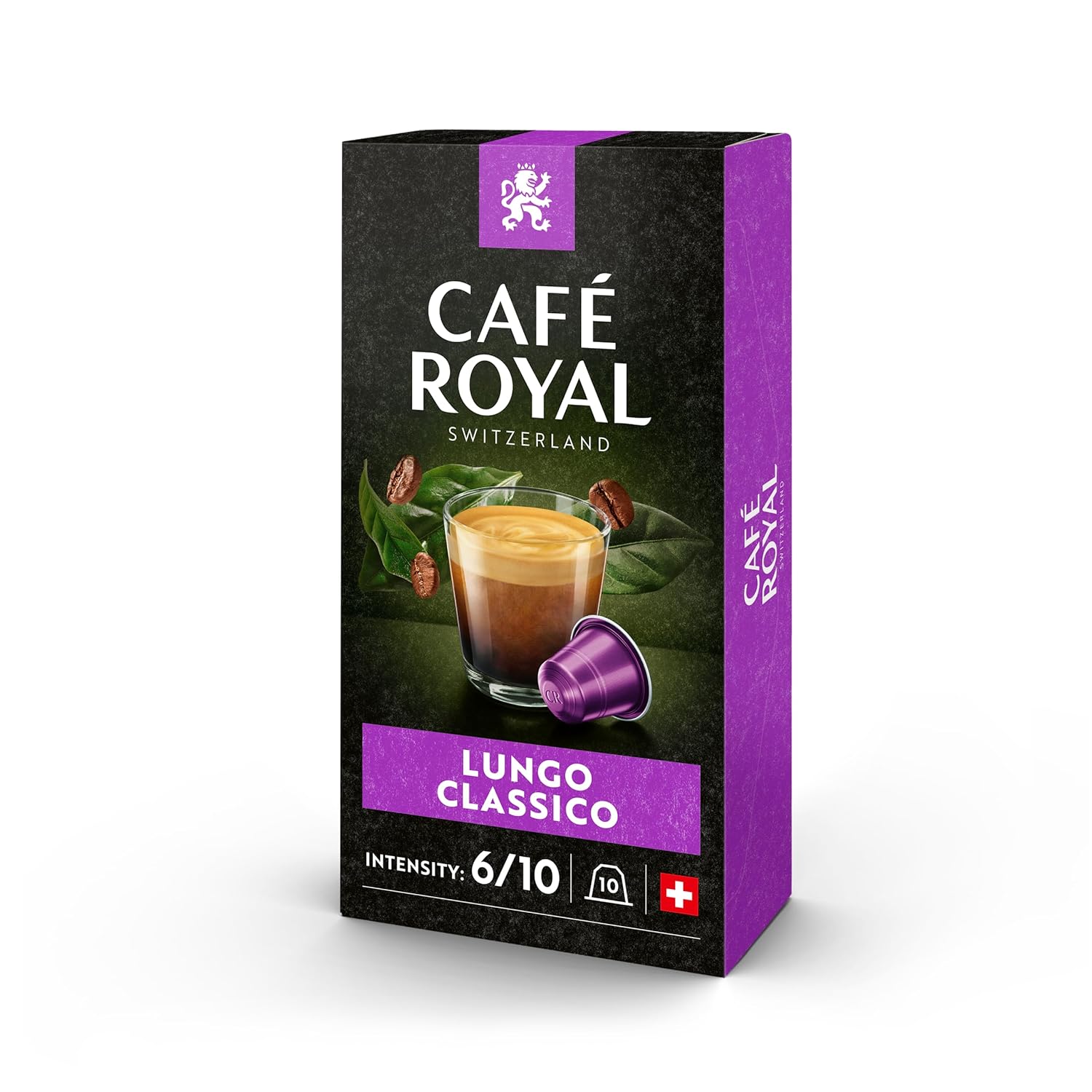 Café Royal Lungo Classico 100 Capsules for Nespresso Coffee Machine - 6/10 Intensity - UTZ Certified Aluminum Coffee Capsules