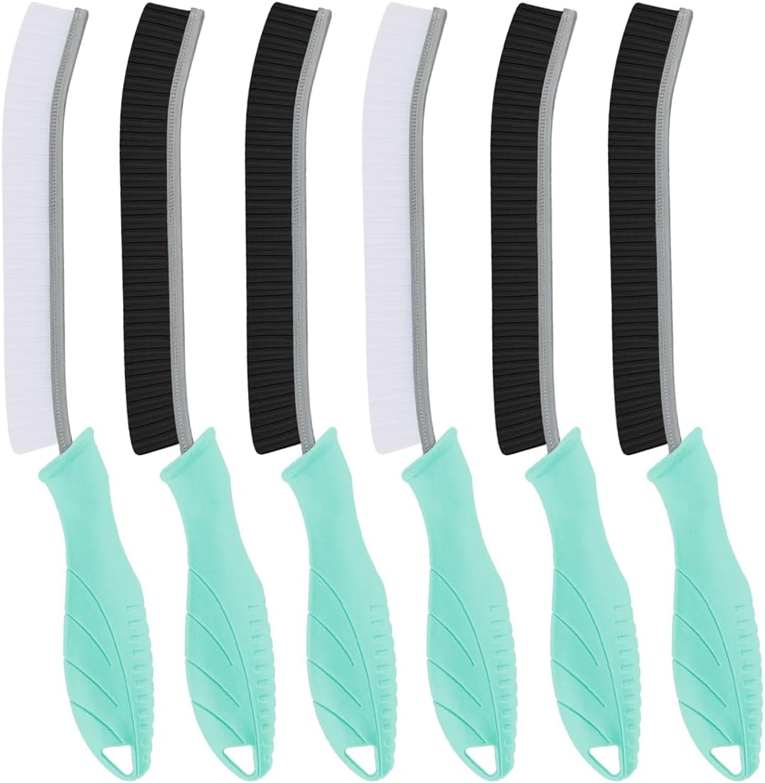 TQRR Hard Bristle Grout Cleaning BrushThin Joint Cleaning Brush, Small Cleaning Brush, Kitchen Brush, Cleaning Tool for Toilet, Bathroom, Home, Bathtub, Sink (6, Mint)