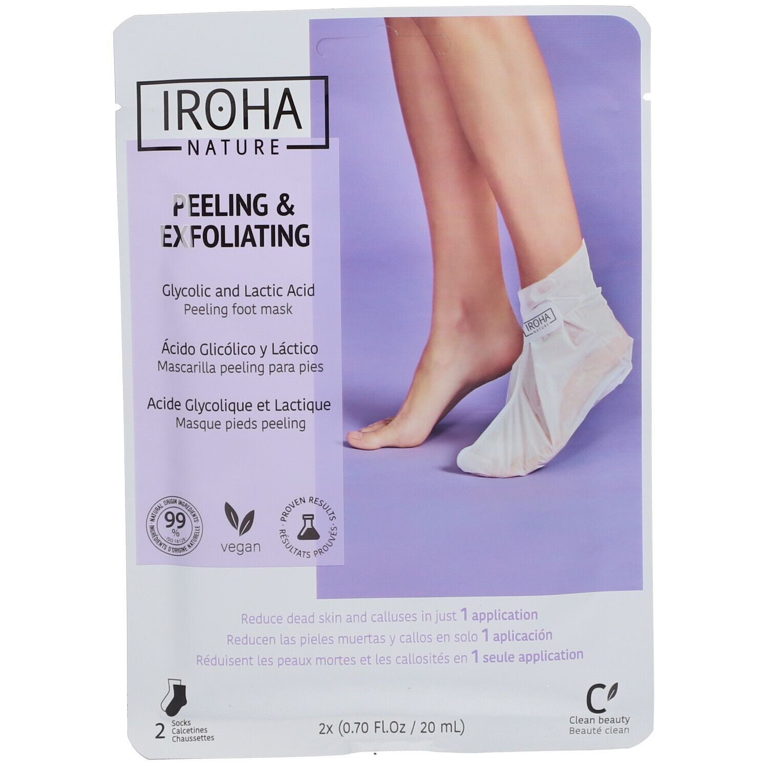 IROHA NATURE Glycolic Acid Exfoliating and Exfoliating Socks 40 ml