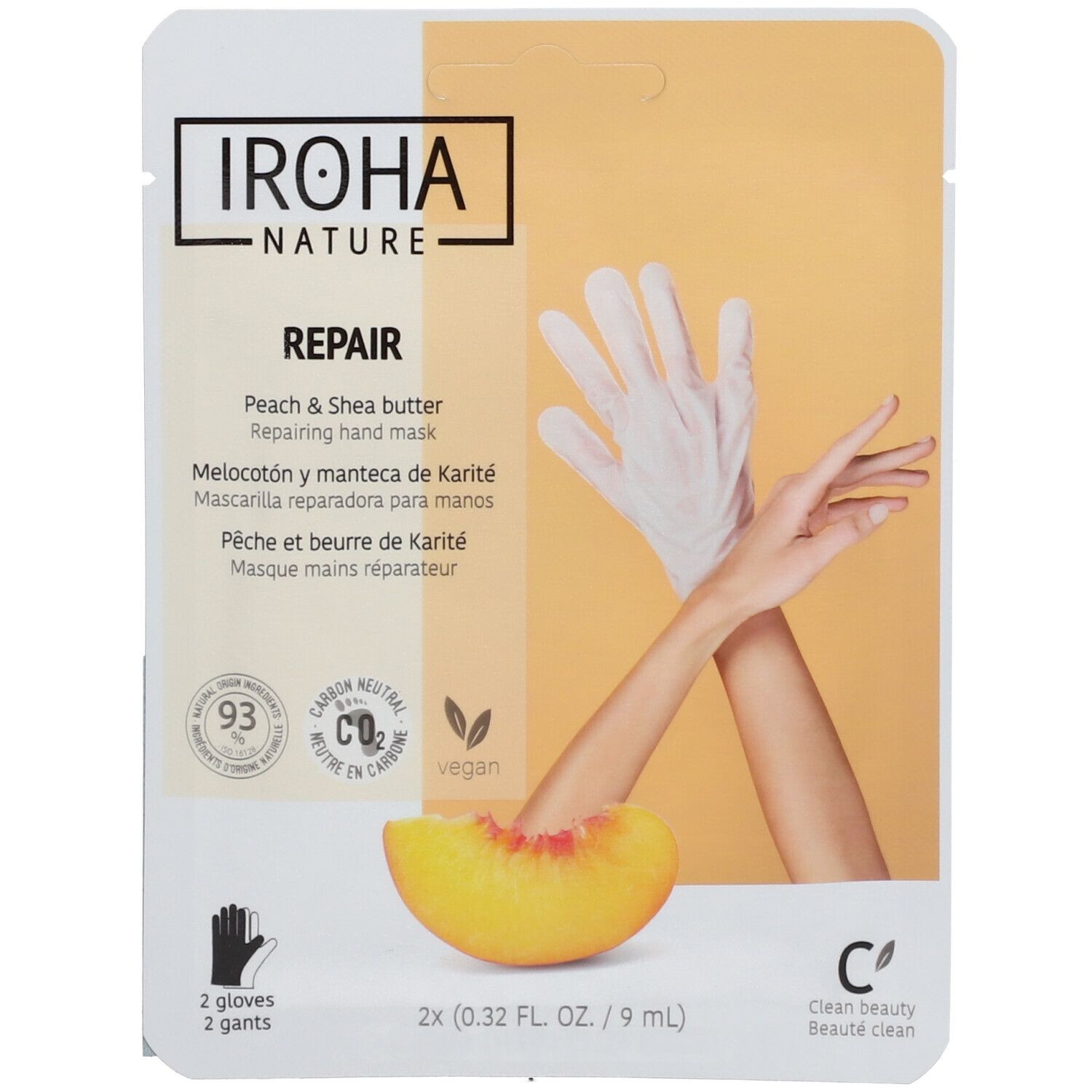 IROHA NATURE Repairing Mask Gloves Peach 18 ml