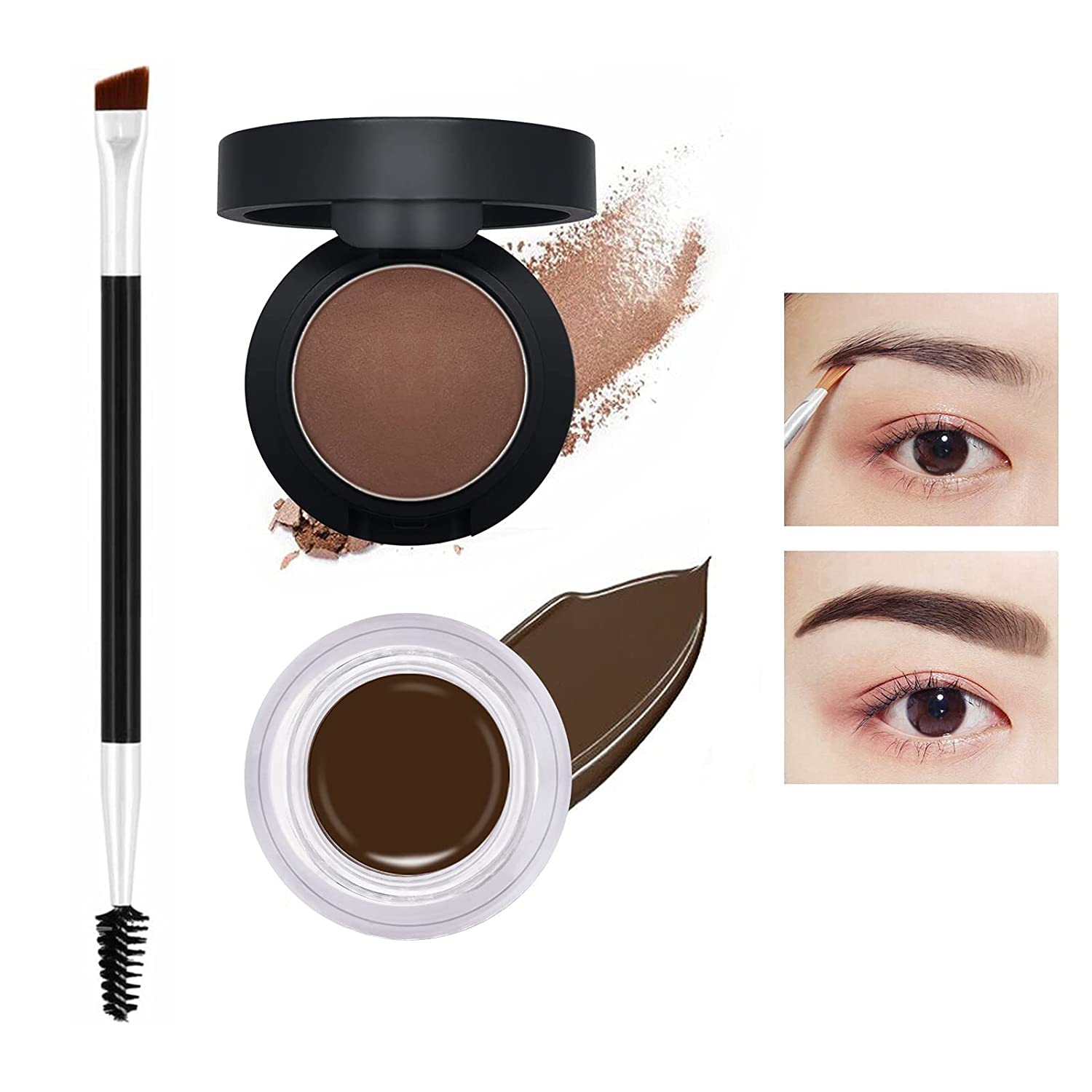 KUIRUNRX Augenbrauen-Kit, Augenbrauen Färbe Kit, Augenbrauenfarbe, Professionelles 2 in 1 Brauen-Tönungs-Kit für Anfänger, Lang anhaltende Augenbrauen-Pomade schafft natürlich aussehende Brauen, Braun