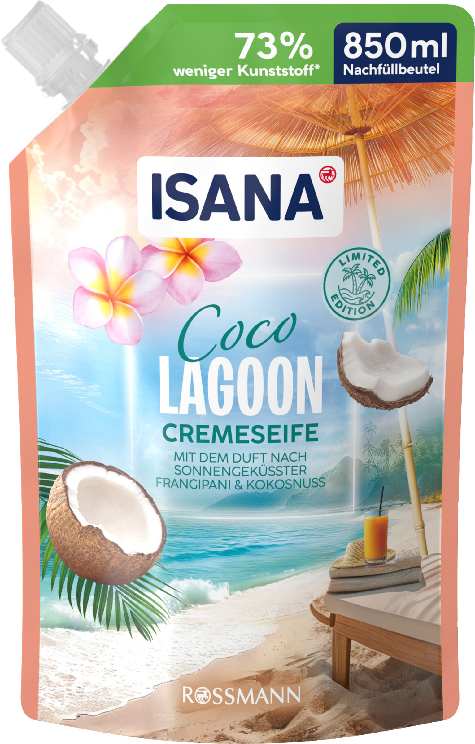 ISANA Cream Soap Coco Lagoon Refill Pouch 850 ml