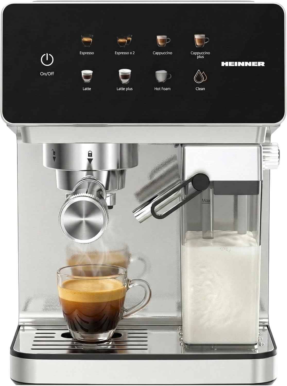 HEM-LK20DMLK Digital Espresso Machine – 20-Bar Pump, 1.6 L Water Tank, Touch Controls, 5-Year Warranty