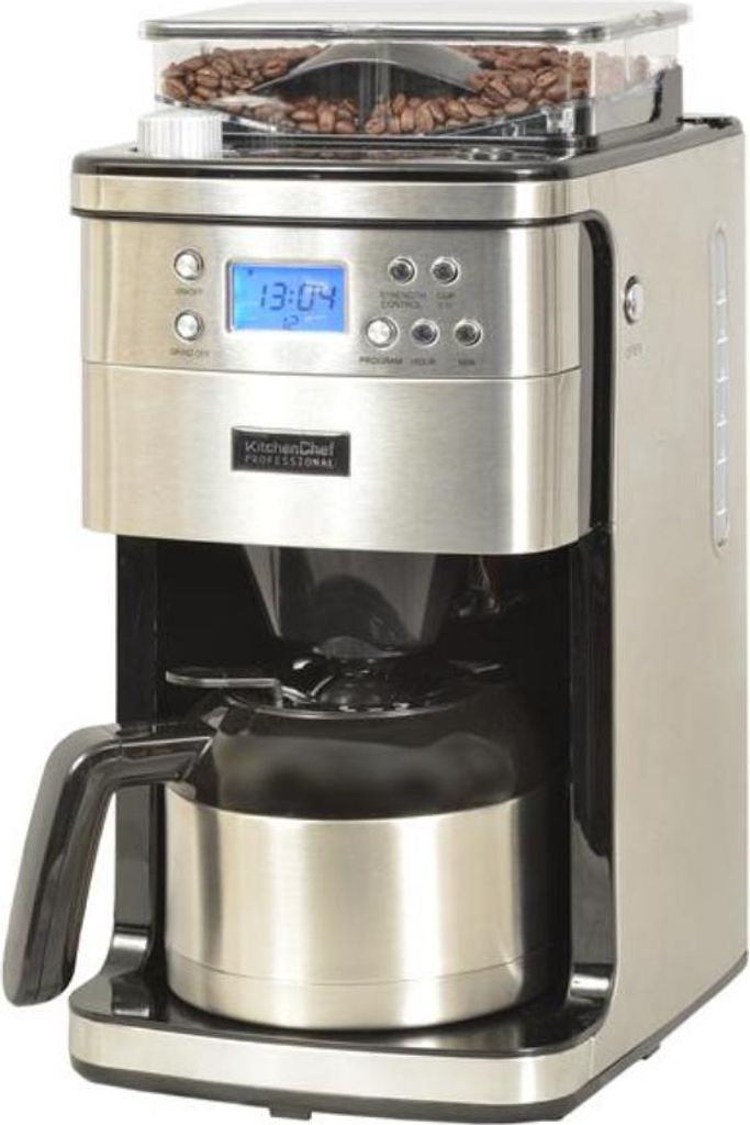 Isothermal programmable coffee machine with grinder, 12 cups, 1000W, stainless steel, Kitchen Chef KCP4266
