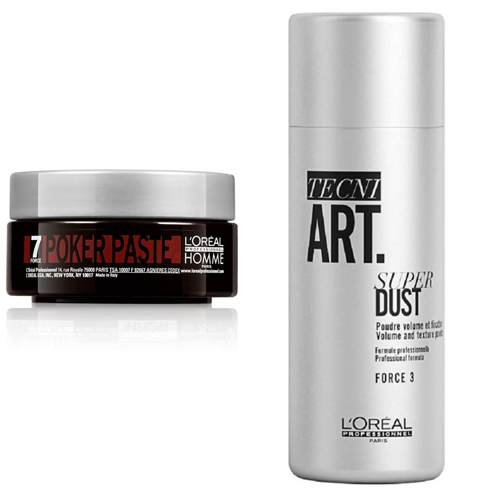 L'Oréal Professionnel l'oréal L \ 'Oréal Professionnel | Matting hair styling paste, for a variety of looks and ultimate hold, 75 ml & paris tecni.art super dust, matting styling powder, for extravagant volume, 7 g