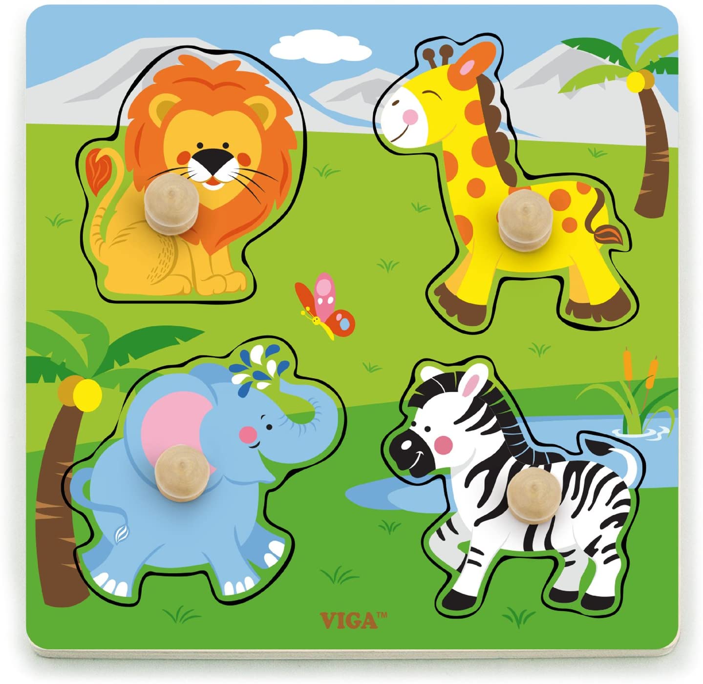 Viga Toys – Peg Puzzle Wild Animals