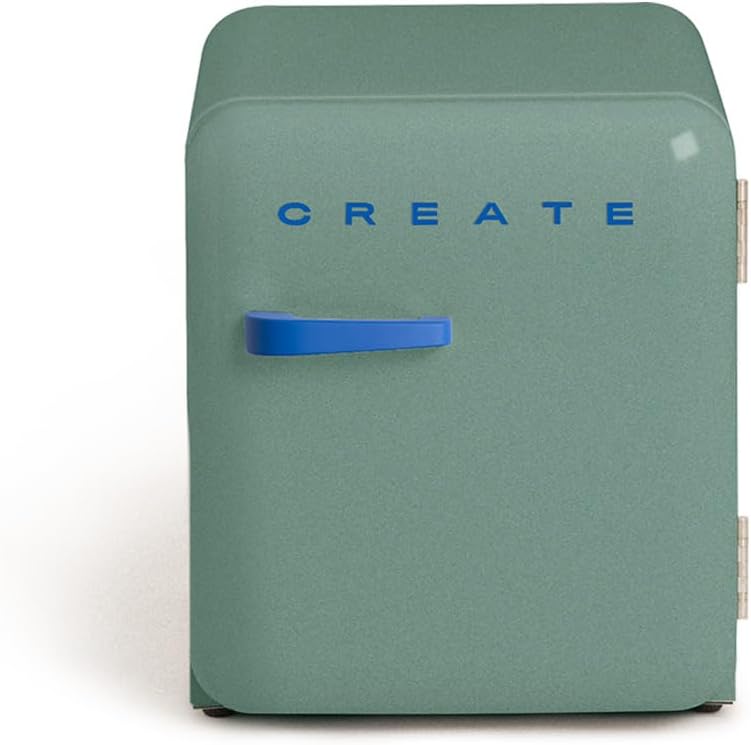 CREATE Retro Fridge 50 Cobalt Fridge Sage Green 85 W Mini Bar One Shelf 50 cm Two Shelves 48L Capacity Energy Saving 50 x 44 x 49.8 cm
