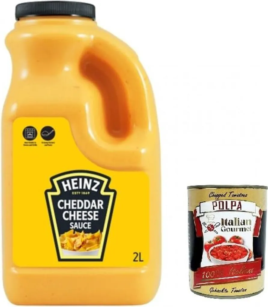 HEINZ Italian Gourmet Cheddar Cheese Sauce – Creamy Cheddar Cheese Sauce – Ideal for Nachos, Burgers & Fries – 1.98 kg+ Italian Gourmet Polpa 1980g