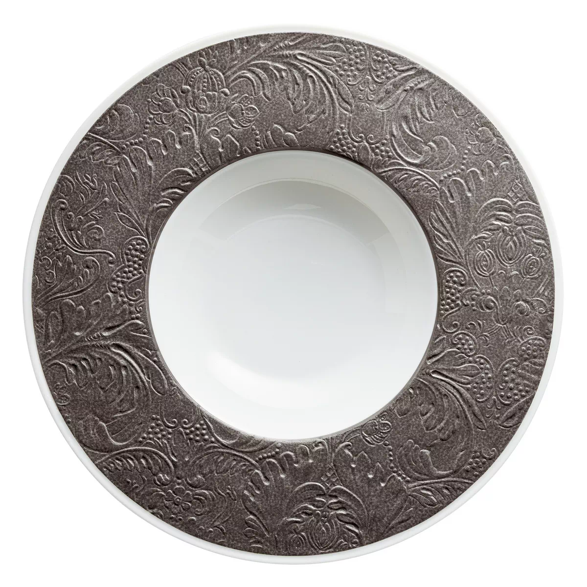 Italian Renaissance dark grey deep plate with rim by Raynaud