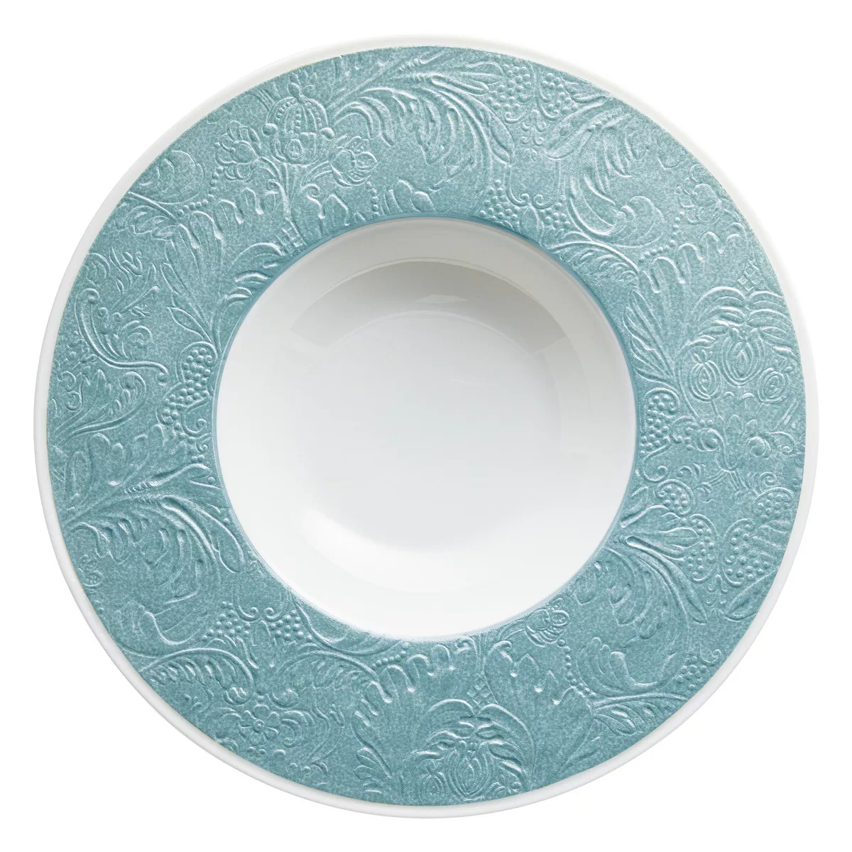 Italian Renaissance light blue deep plate with rim by Raynaud