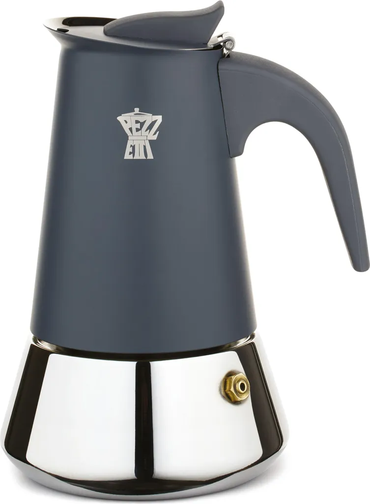 Italian espresso pot Pezzetti Steelexpress, 2 cups, stainless steel, induction compatible, blue