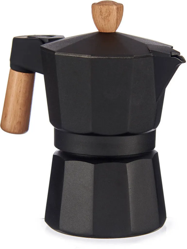Kinvara Italian coffee machine, wood and aluminum, 3 copper