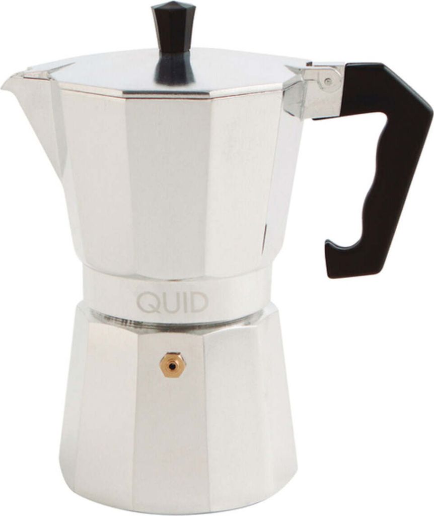 Italian coffee machine, quid steel, metal, Bakelite, 9 cups