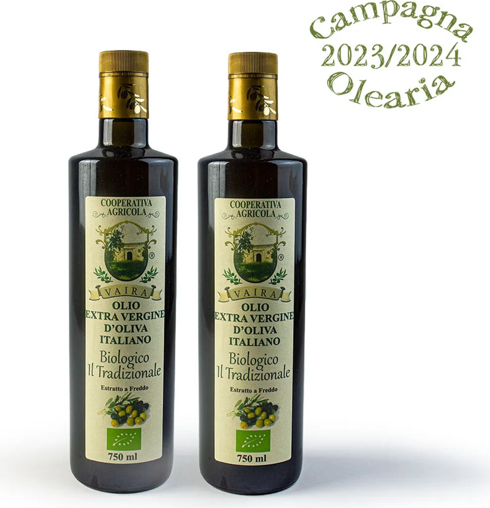 Win2Win Tech Italian extra virgin olive oil, Italian Ogliarola Garganica, cold extracted EVO oil, 100% Apulian oil, medium fruity, pack of 2 bottles of 750 ml, 750 ml