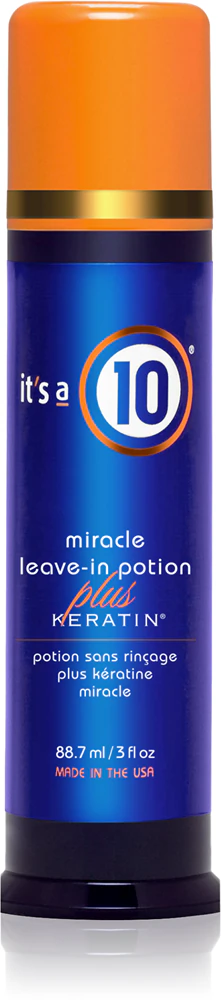 It's a 10 Plus Keratin Miracle Leave-in Potion Leave-in Balm for shiny and smooth hair.
