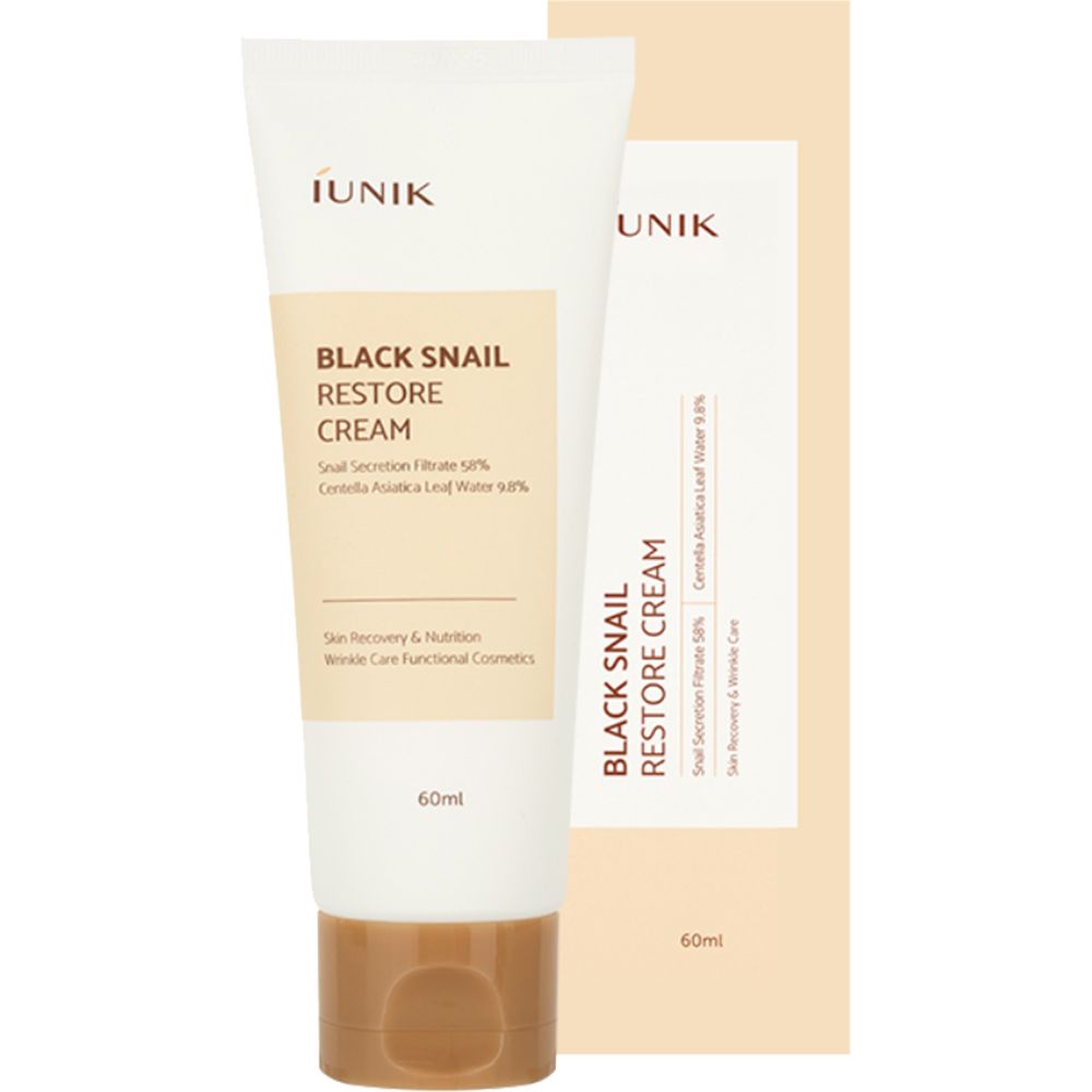 iUNIK Black Snail Restore Face Cream – regenerating cream with snail secretion & centella 60 ml