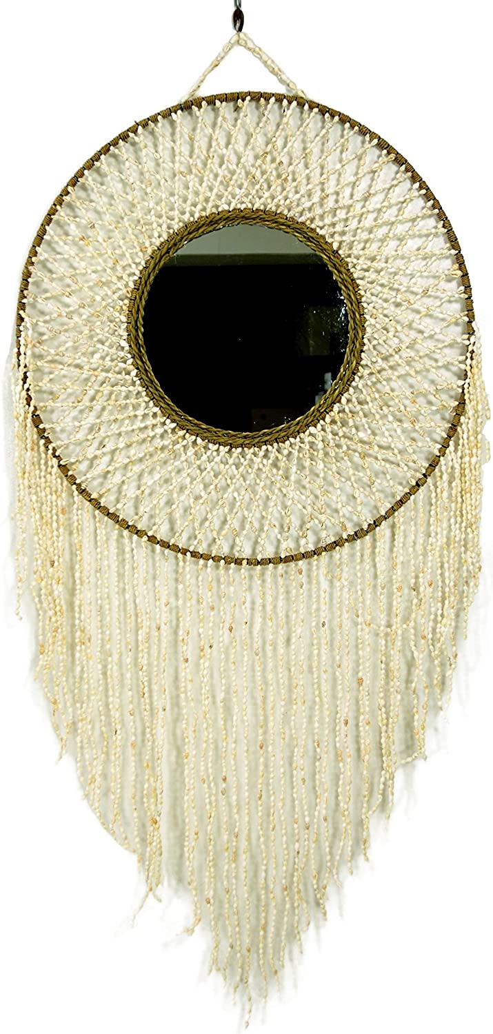 Guru-Shop Maritime Wall Decoration Mirror in Shell Weave Metal 110 x 50 x 2 cm