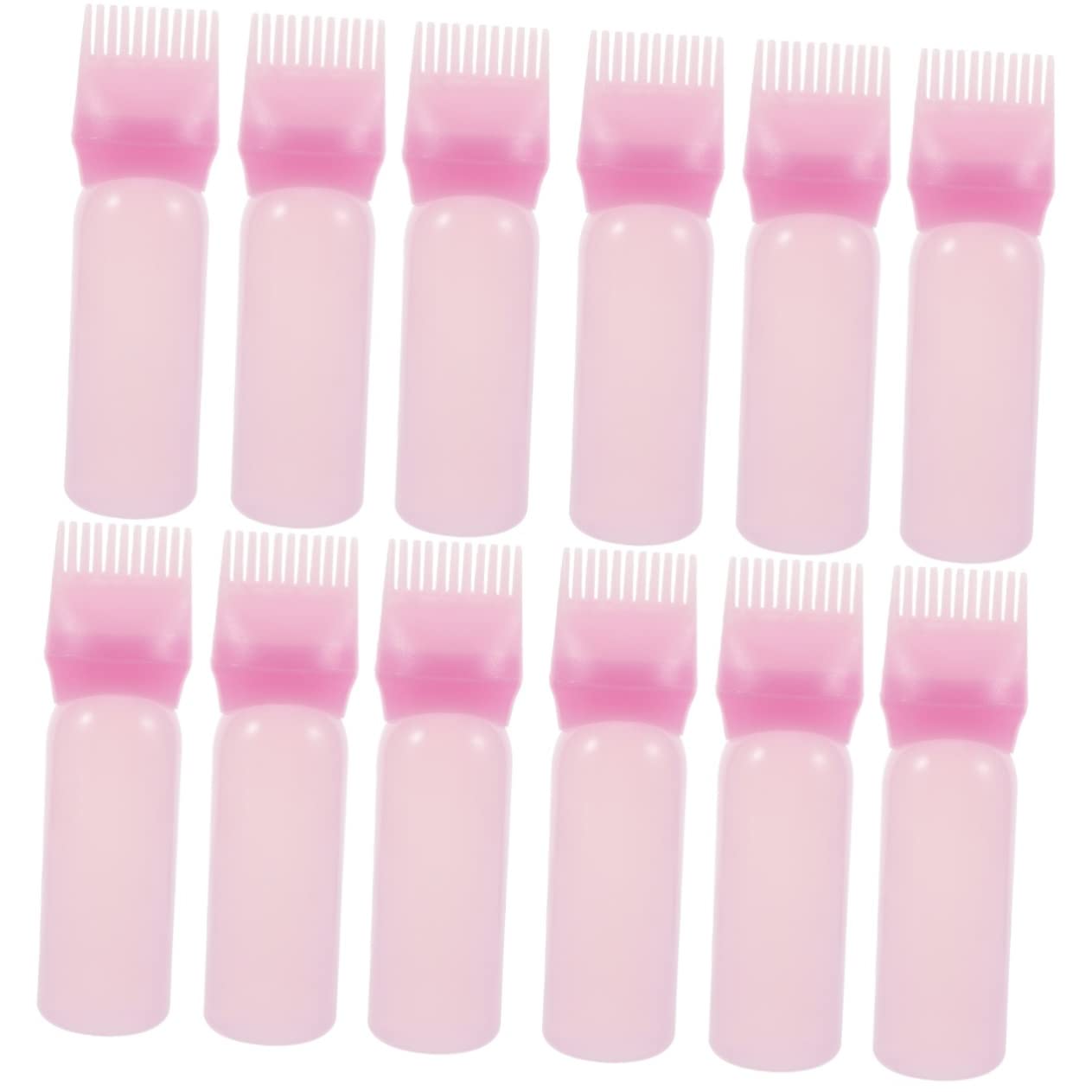 Lurrose Pack of 12 Medicine Bottles Root Comb Bottle Hair Oil Applicator Root Bottle Hair Pink Dry Cleaning Bottle Plastic Comb Bottle Hair Oil Bottle App