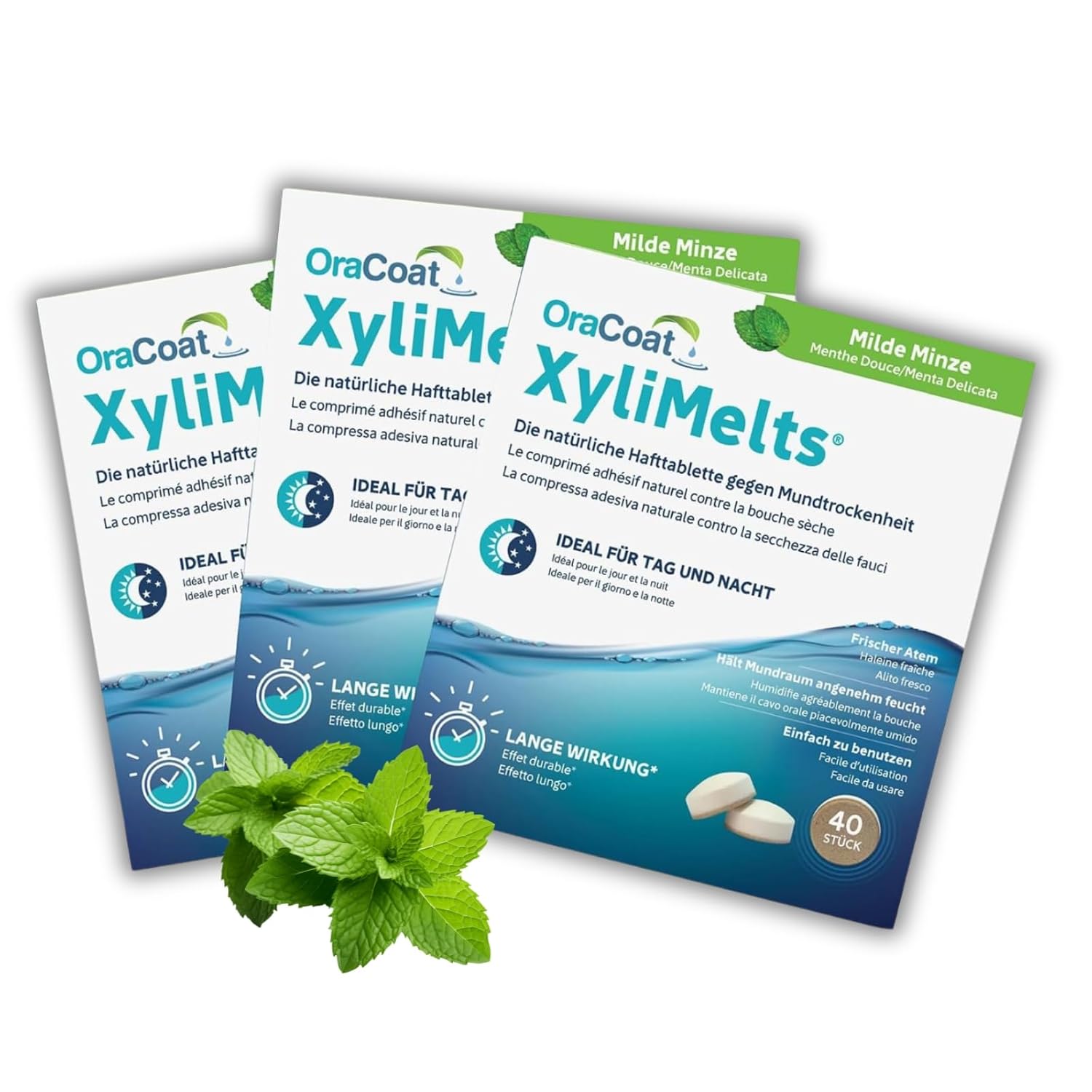 XyliMelts Mild Mint Pack of 120 [Economy Pack] – Adhesive Tablets Against Night Dryness – Moisten Your Mouth During Sleep 4-8 Hours – Subtle Mint Flavor – Against Dry Mouth