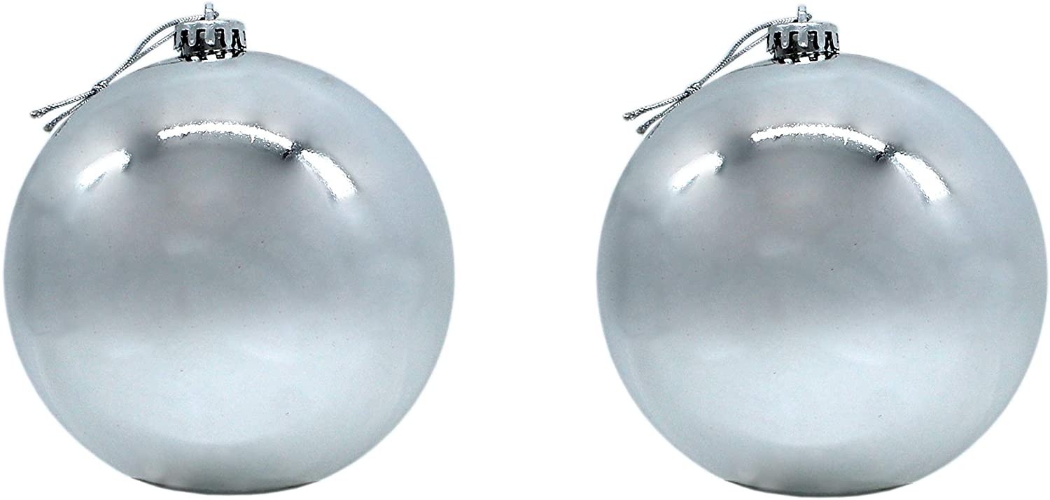 DARO DEKO Daro Christmas Baubles Xxl Diameter 15 Cm-Pack Of 2 Shiny Silver