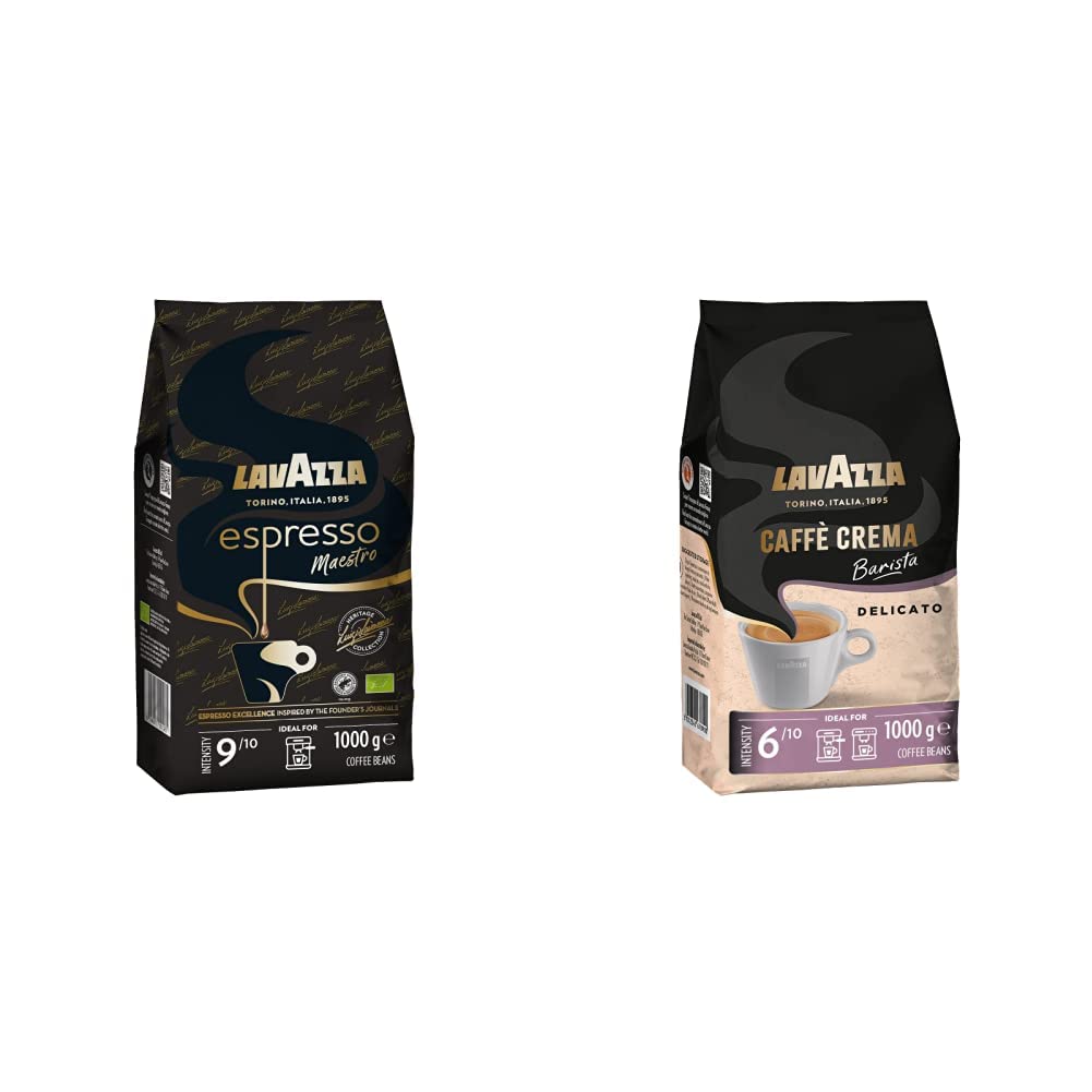 Lavazza &, Caffè Crema Barista Delicato, Arabica & Robusta coffee beans, for espresso machines, with chocolate & cocoa aromas, balanced taste, intensity 6/10, medium roasting, 1 kg pack