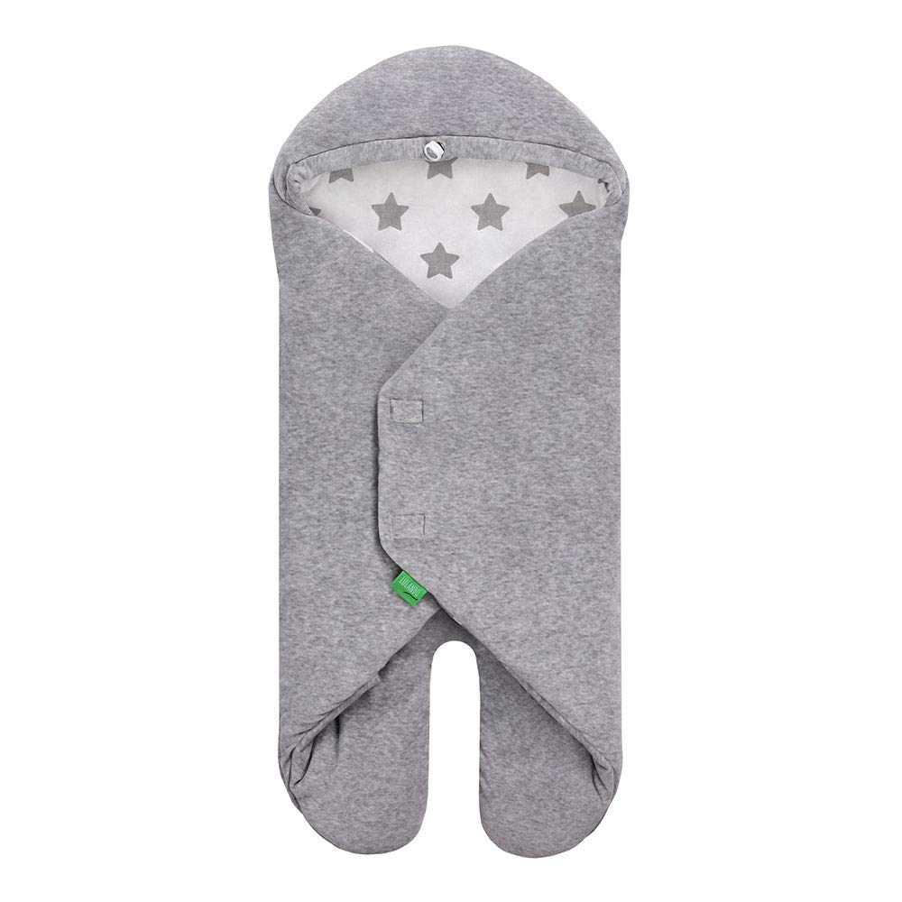 LULANDO BULI Velour Swaddling Blanket for Baby Seat, 90 x 80 cm, Sleeping Bag for Babies, Child-Friendly, for Boys and Girls, Protection for Baby Seat and Child Seat (Grey Stars/White)