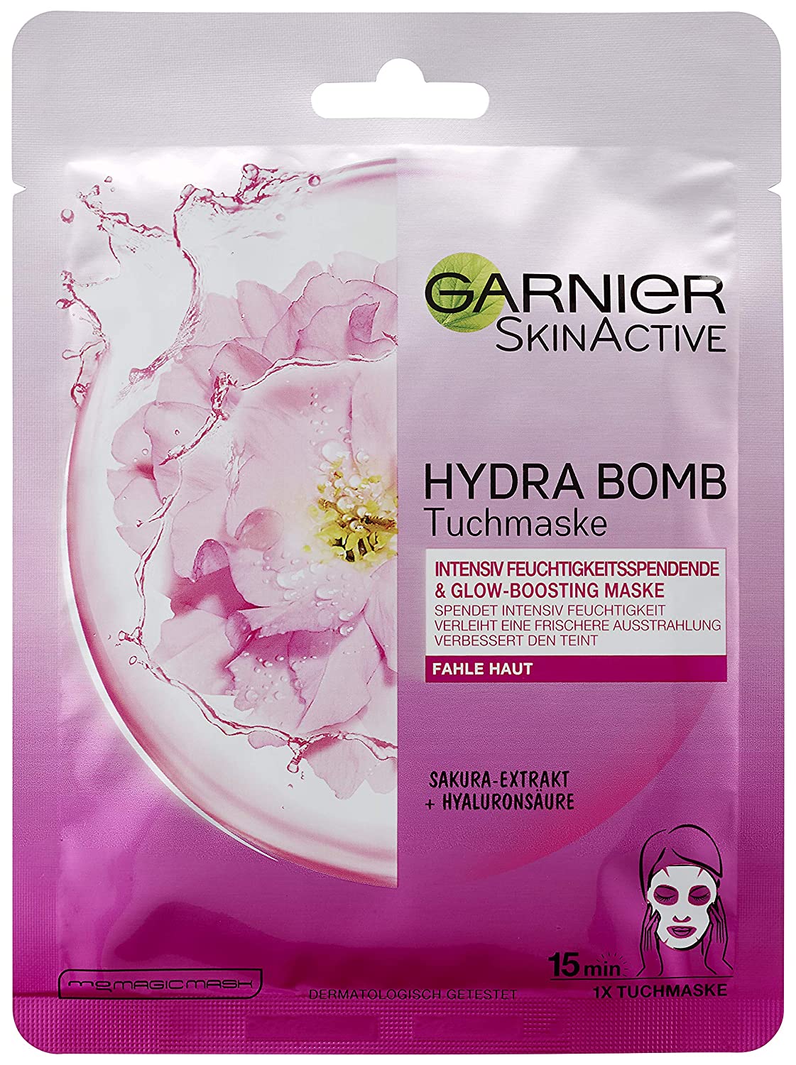 Garnier SkinActive Hydra Bomb Cloth Mask Sakura Extract Pack of 5 x 32 g