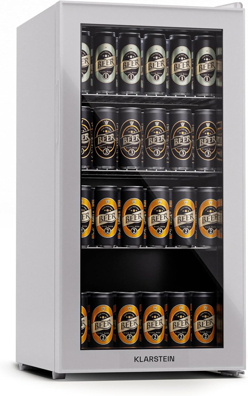 Klarstein Fridge with Glass Door, Quiet Stainless Steel Fridge, Indoor/Outdoor Drinks Fridge, Narrow Wine Fridge for Drinks, 74L Fridge with Removable Shelves, 5-18°C
