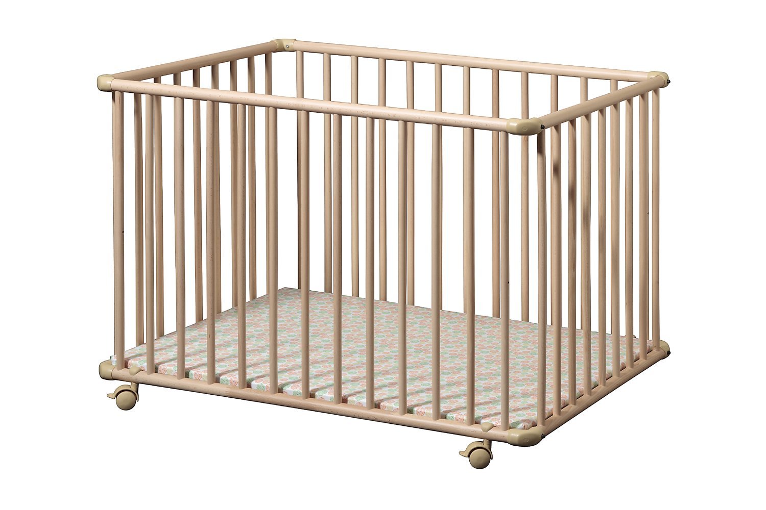 Schardt Basic Playpen 75 x 100 cm Natural Varnished Foil Bubbles Green