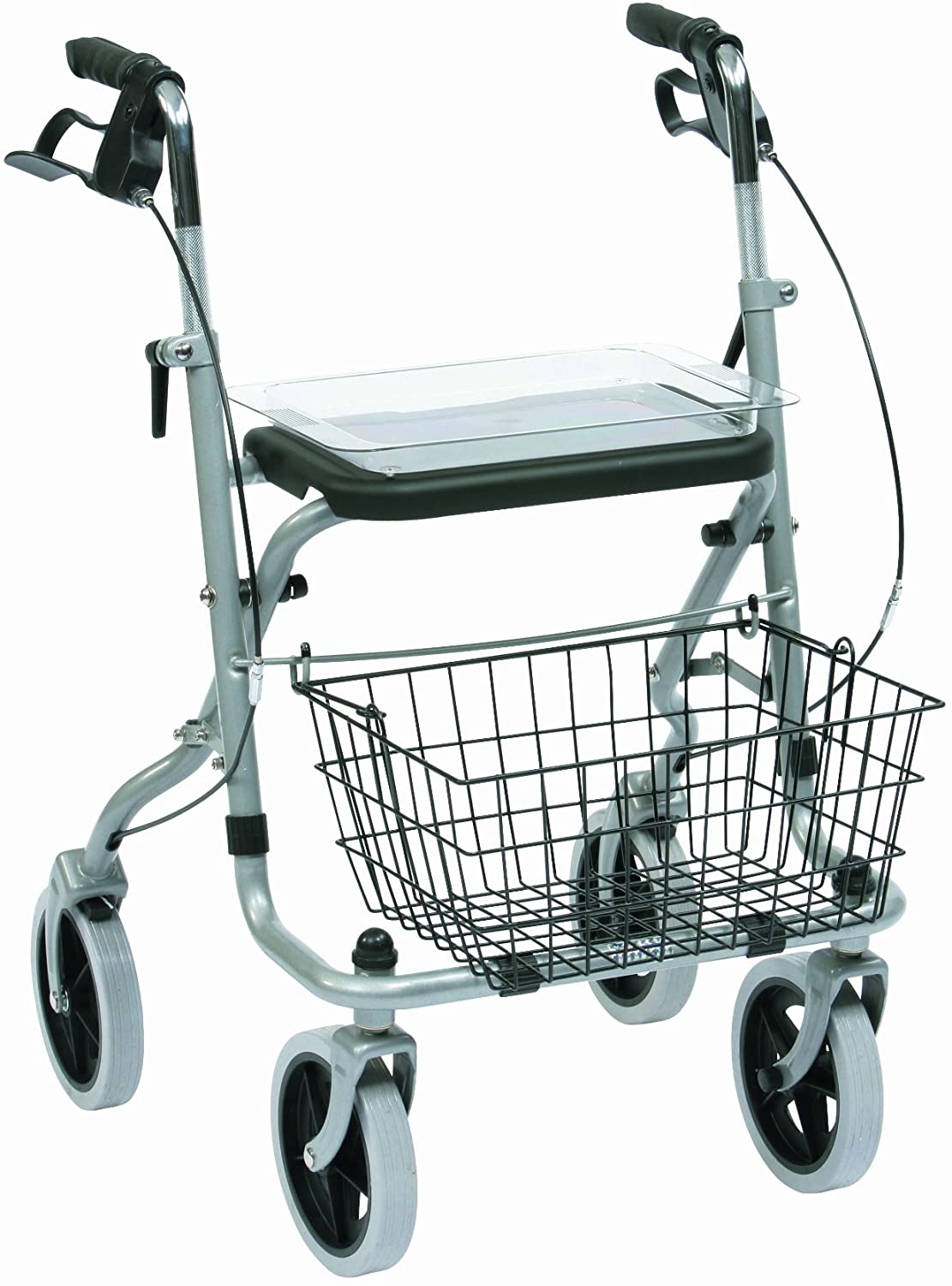 Drive Medical Wa015 Migo Steel 4 Wheeled Rollator In Silver With Tray