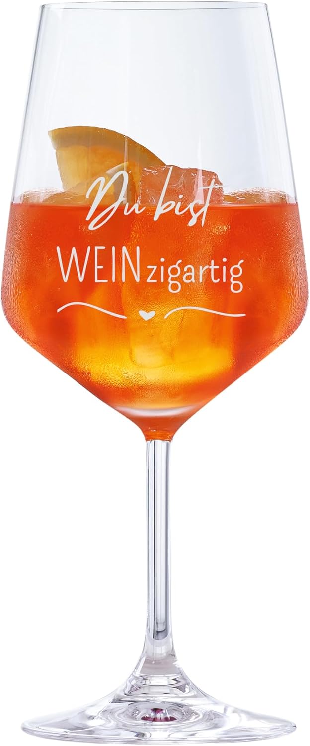 EKM Living Store Spiegelau Style Wine Glass 630 ml with Engraving \"Du bist WEINZ\" - Funny Gift for Wine Lovers - Glass with Saying - Birthday Gift for Him and Her