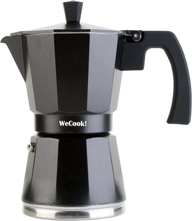 WECOOK! WECOOK! - 9 Cups Italian Espresso Coffee Maker Induction | Stainless Steel for Ceramic Hob, Caffettiera Induction | Aluminum Espresso Machine Small, Safety Valve | Black, aluminum